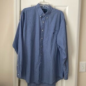 Ralph Lauren Polo Button Up Blue Plaid Long Sleeve Mens XL